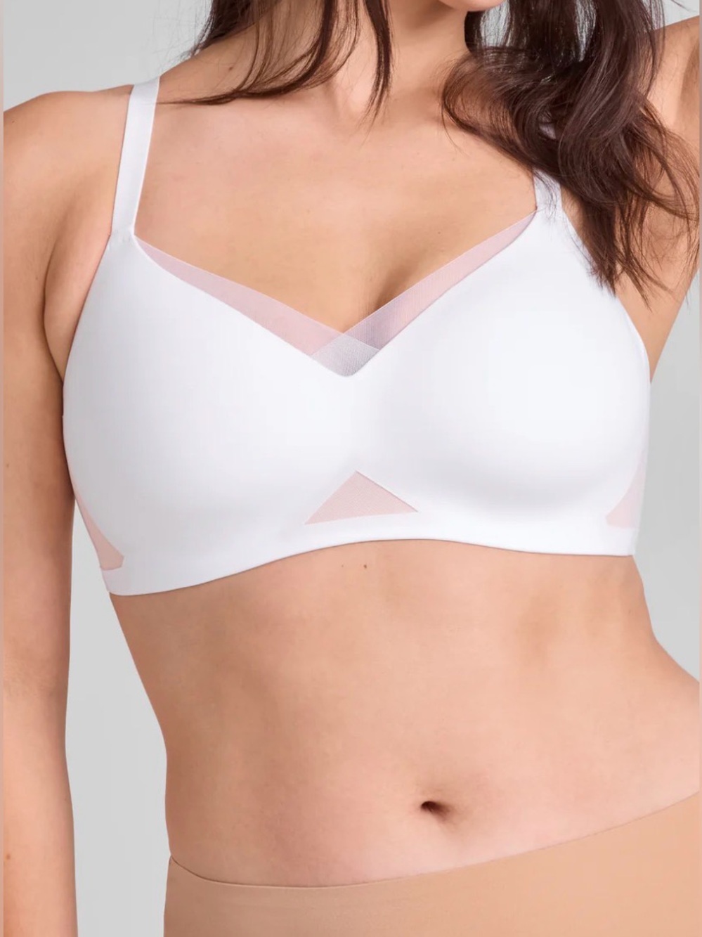 Honeylove CrossOver Contour Bra White‎ 2X smoothing wireless plus size 4 hooks